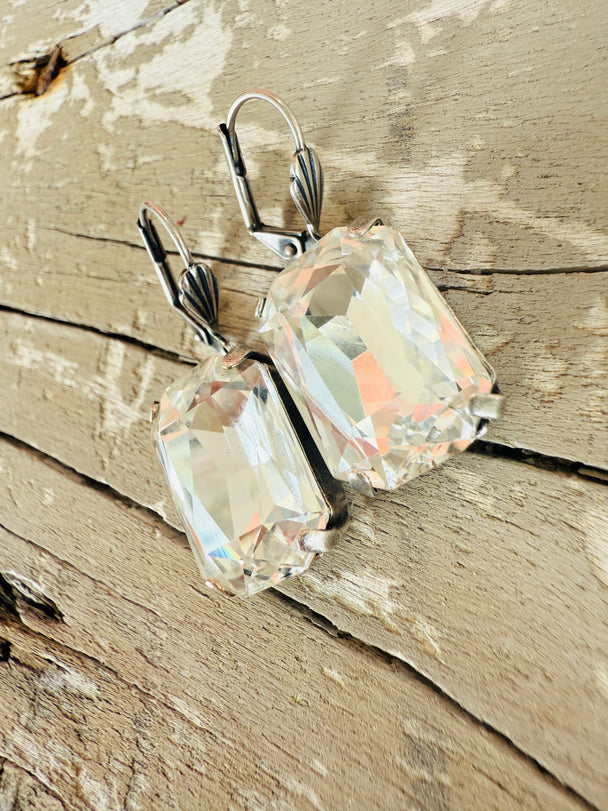 Ginger Octagon Crystal Dangle Earrings