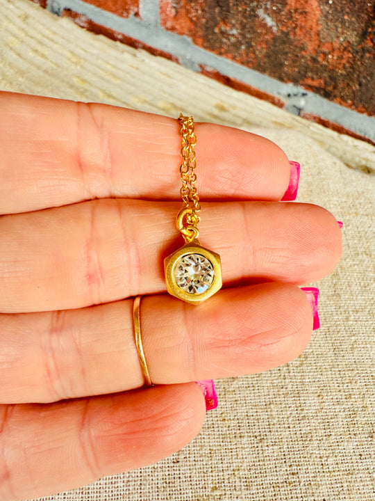 Emmie Hex Crystal Pendant Necklace