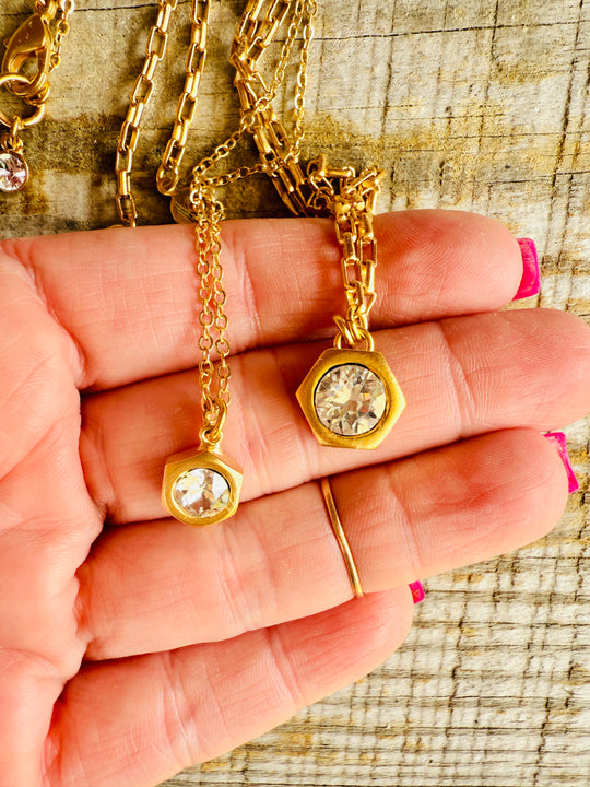 Hallie Hex Crystal Pendant Necklace