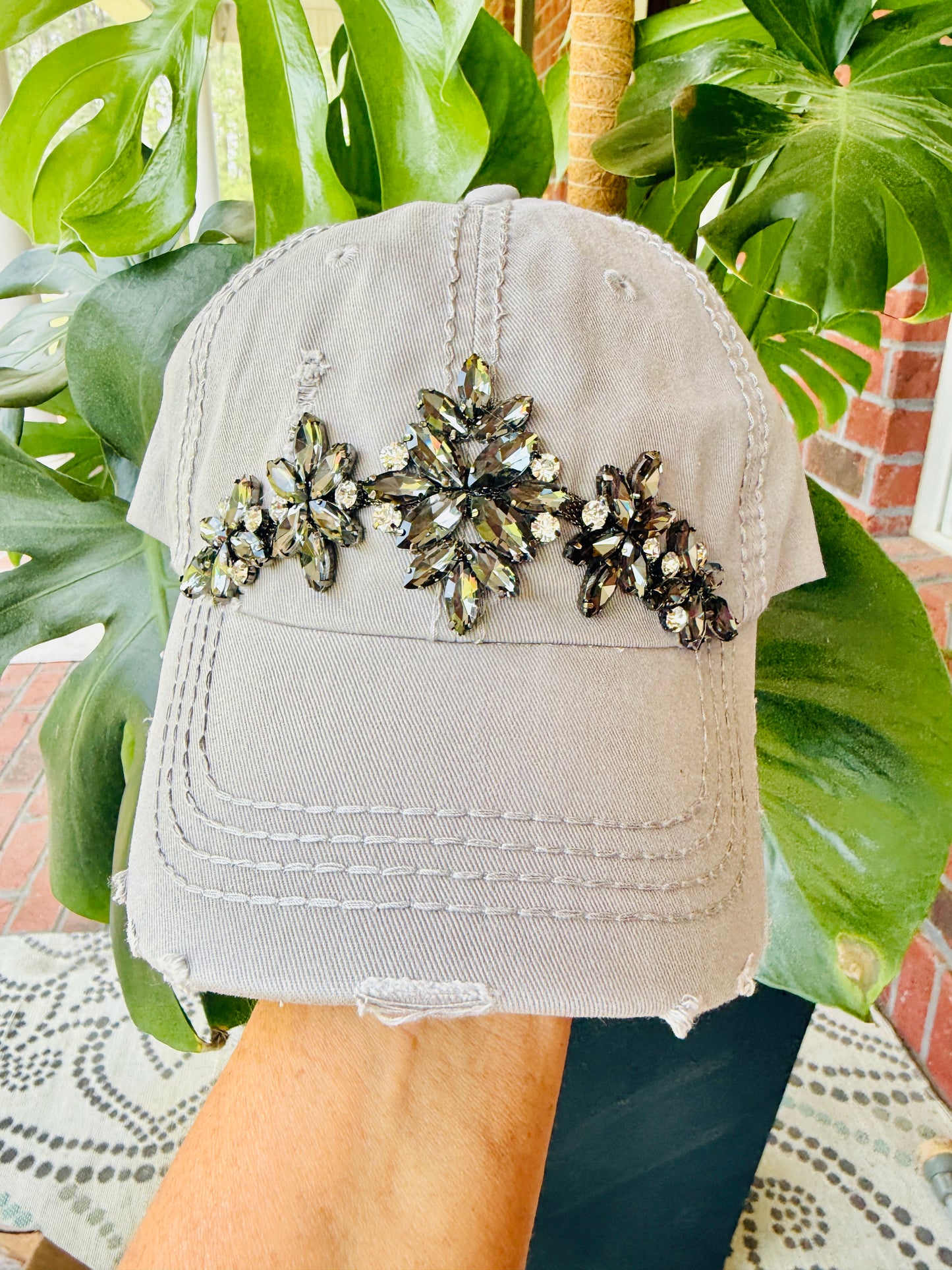 Devan Women's Gray Crystal Embellished Hat
