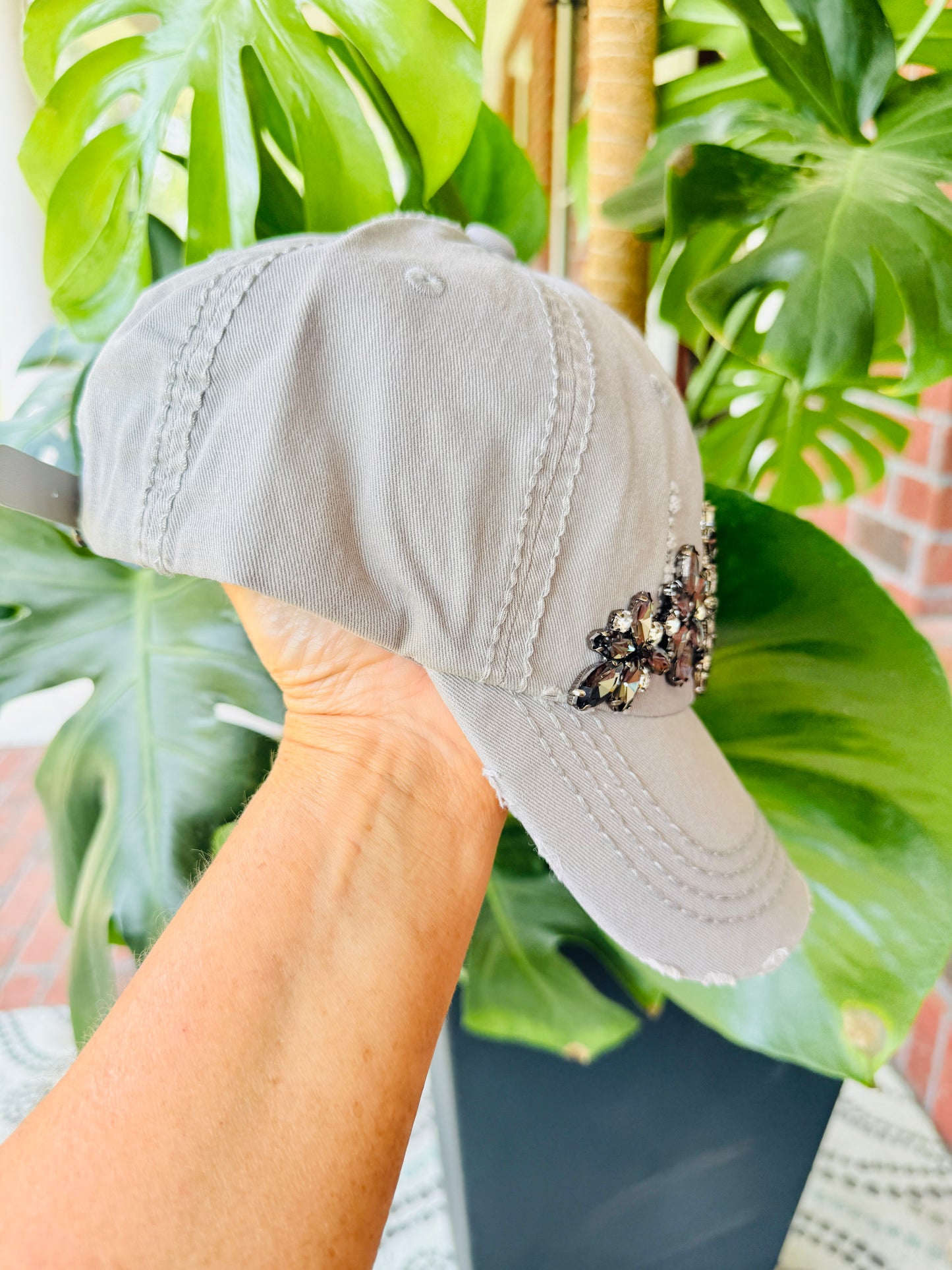 Devan Women's Gray Crystal Embellished Hat