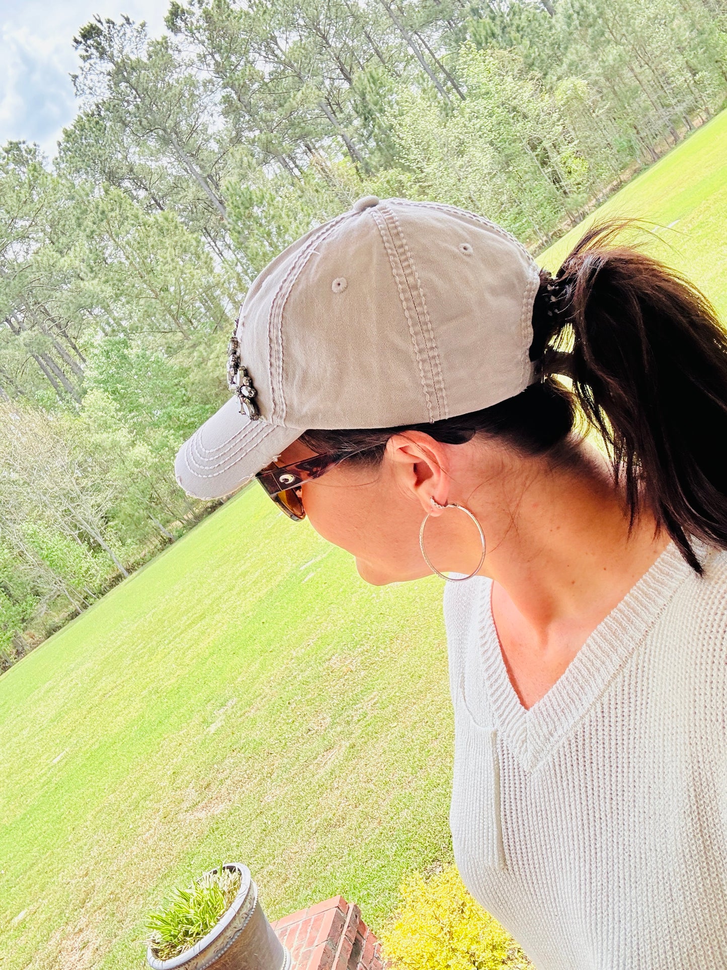 Devan Women's Gray Crystal Embellished Hat