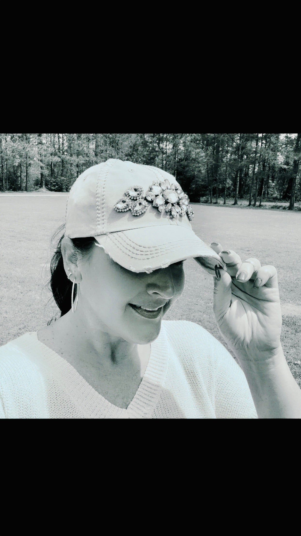 Zara Women's Khaki Crystal Embellished Hat