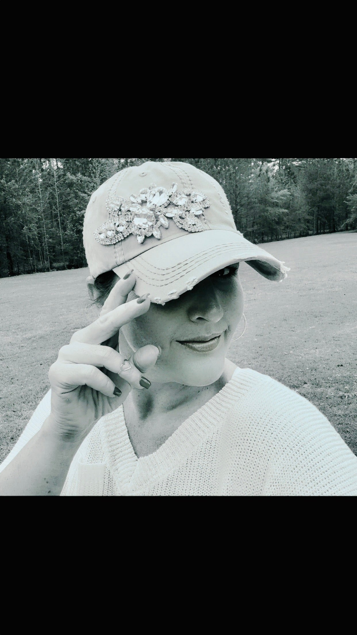 Bella Women's Khaki Crystal Embellished Hat