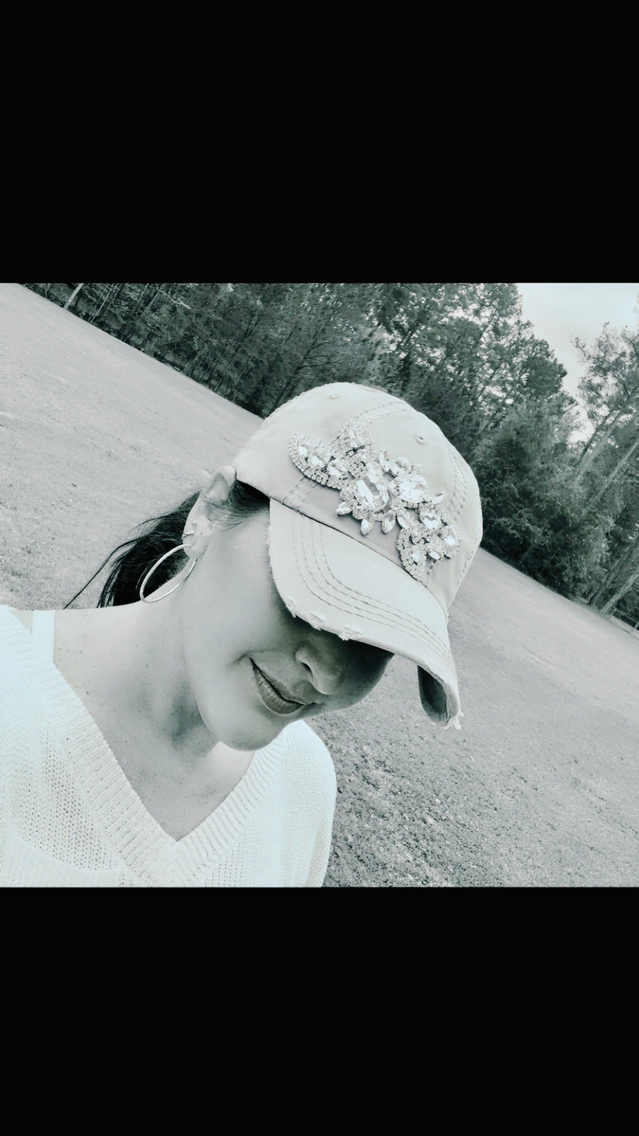 Bella Women's Khaki Crystal Embellished Hat