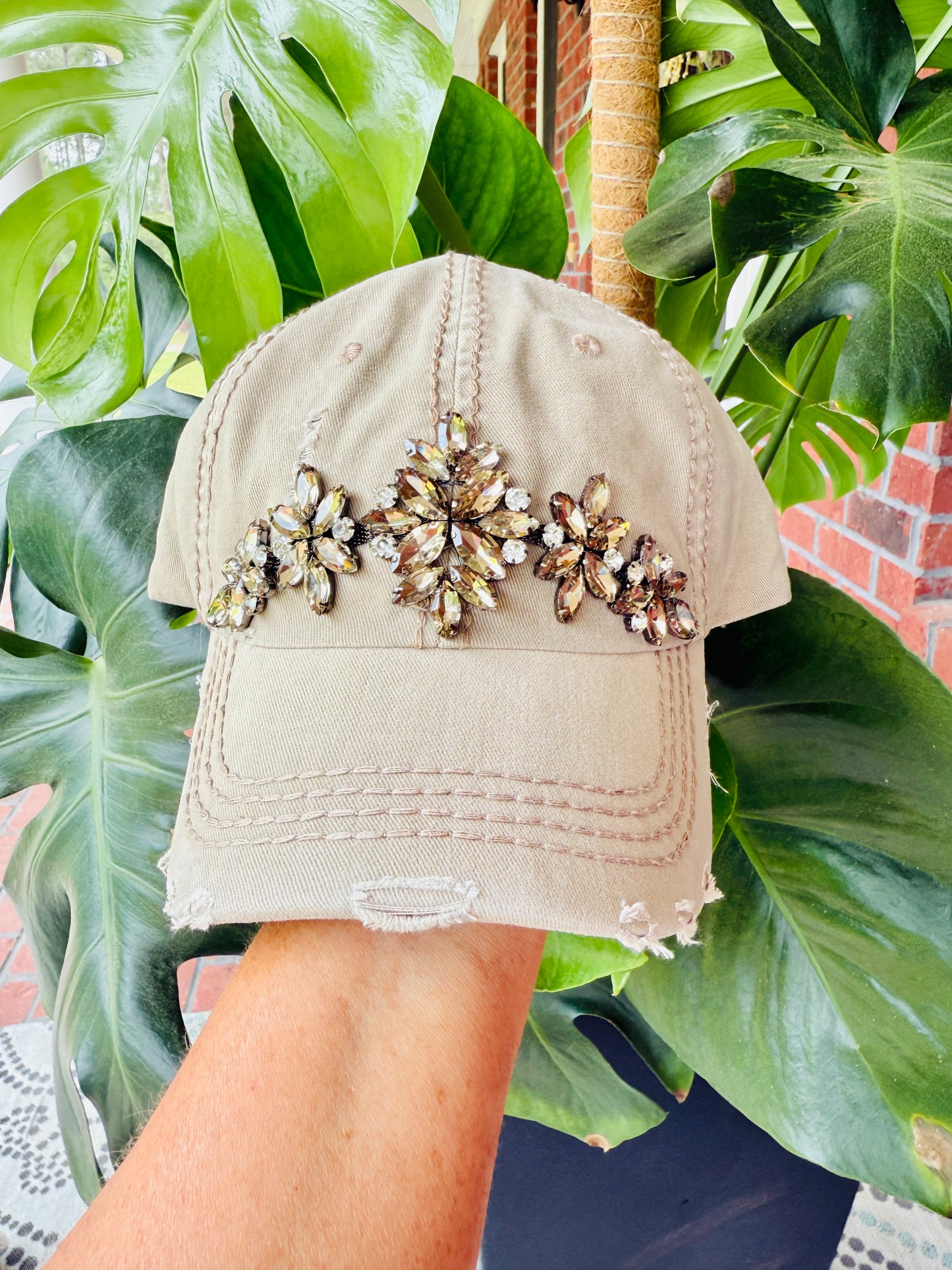 Devan Women's Gray Crystal Embellished Hat