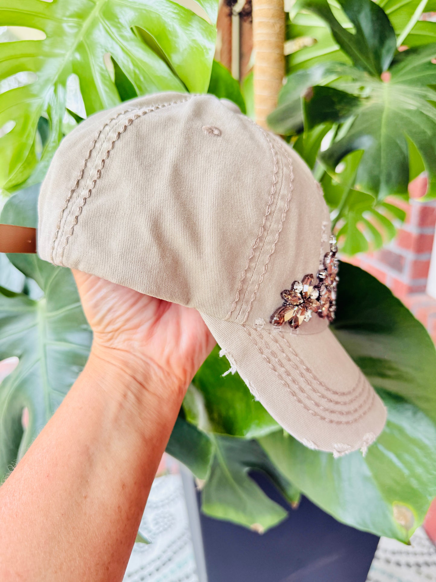 Devan Women's Gray Crystal Embellished Hat