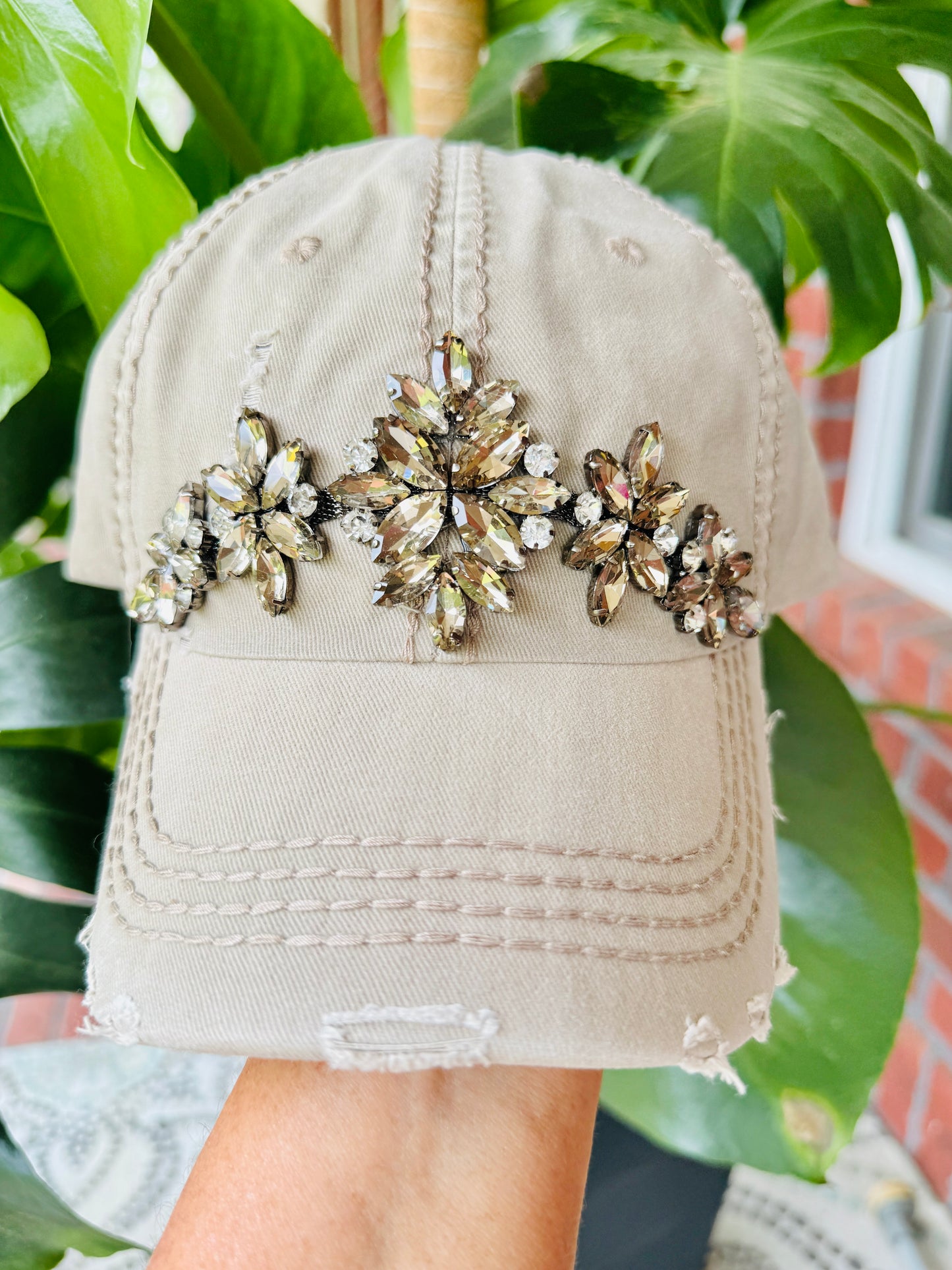 Devan Women's Gray Crystal Embellished Hat