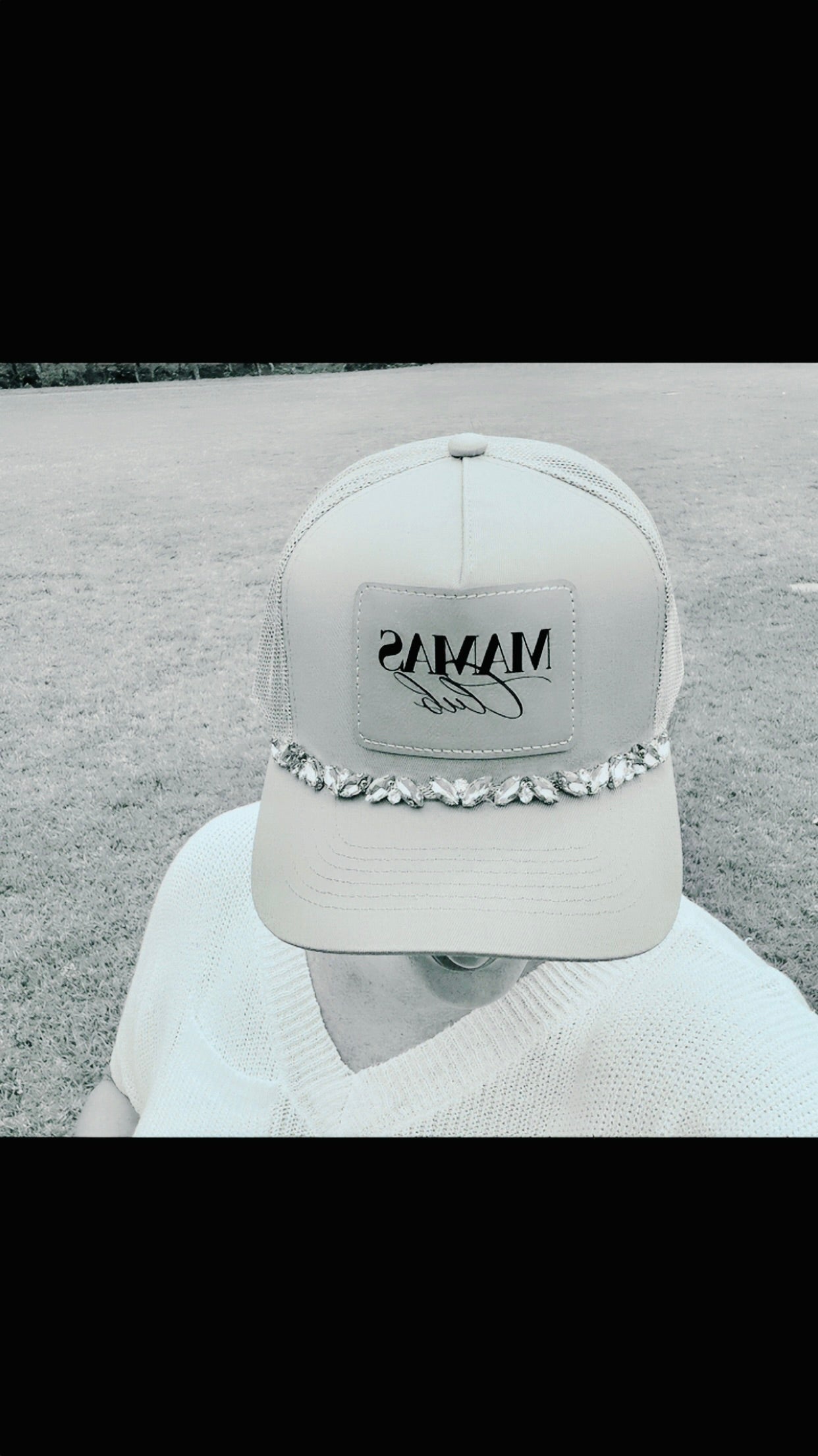 "Mama's Club" Women's Crystal Embellished Trucker Hat