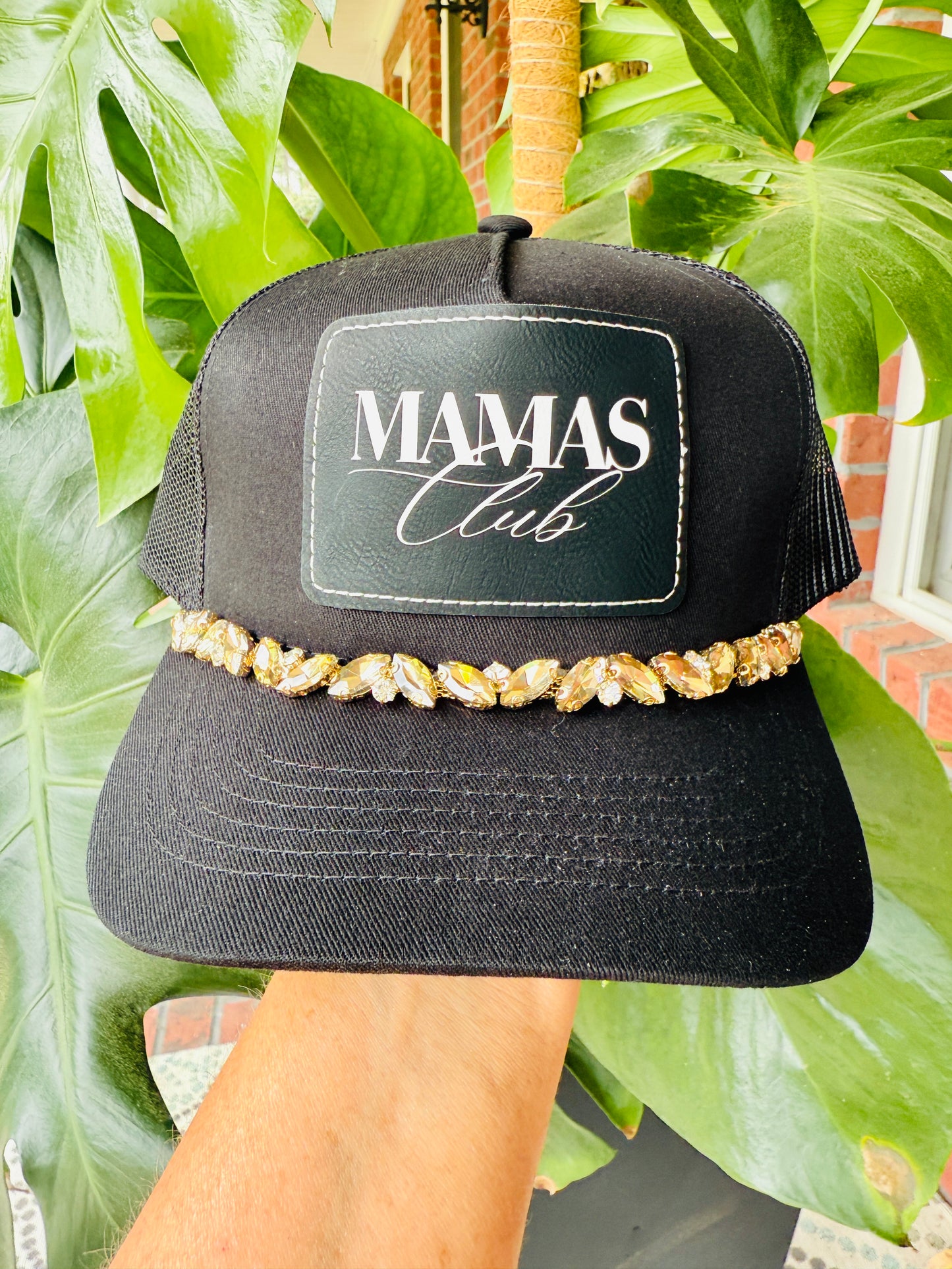 "Mama's Club" Women's Crystal Embellished Trucker Hat