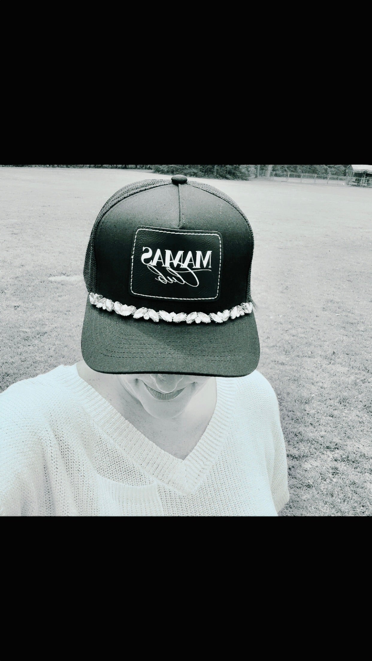 "Mama's Club" Women's Crystal Embellished Trucker Hat