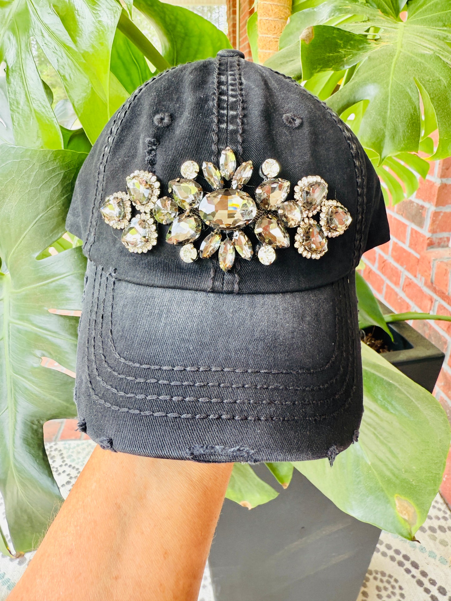 Zara Women's Khaki Crystal Embellished Hat