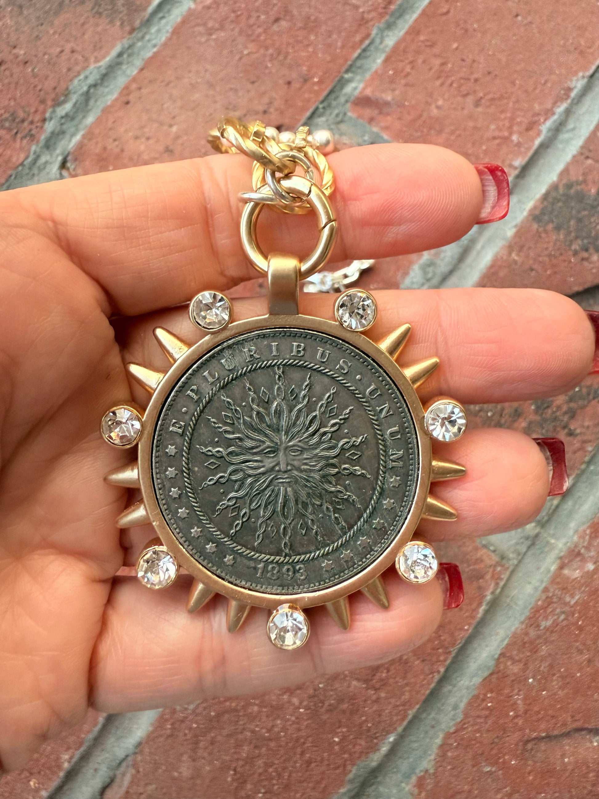 Leslie Sun Pendant Coin Necklace - Shabby To Chic Jewelry