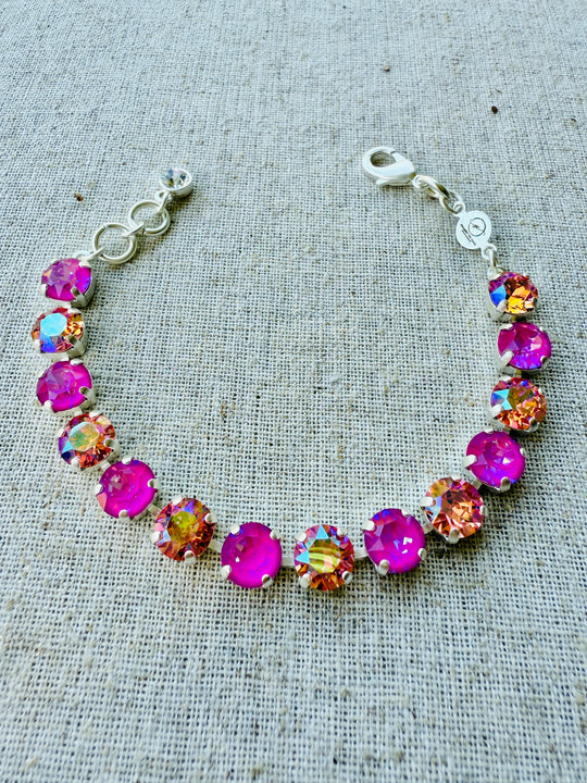Pink Raspberry Crystal Tennis Bracelet