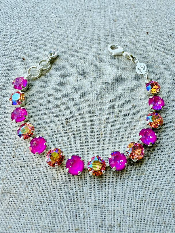 Pink Raspberry Crystal Tennis Bracelet