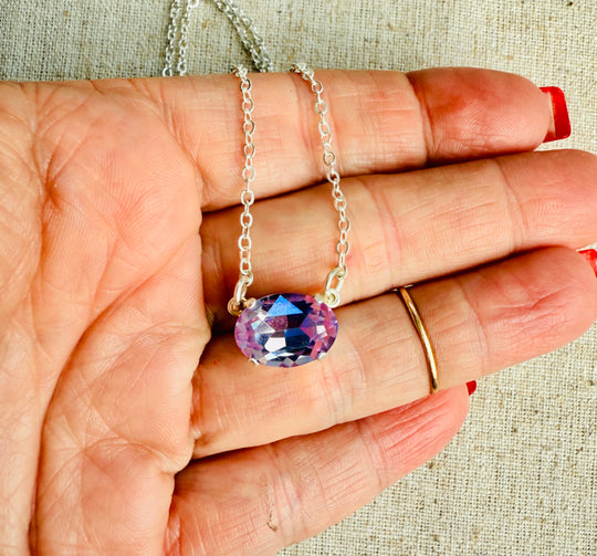 Elle Oval Crystal Pendant Necklace