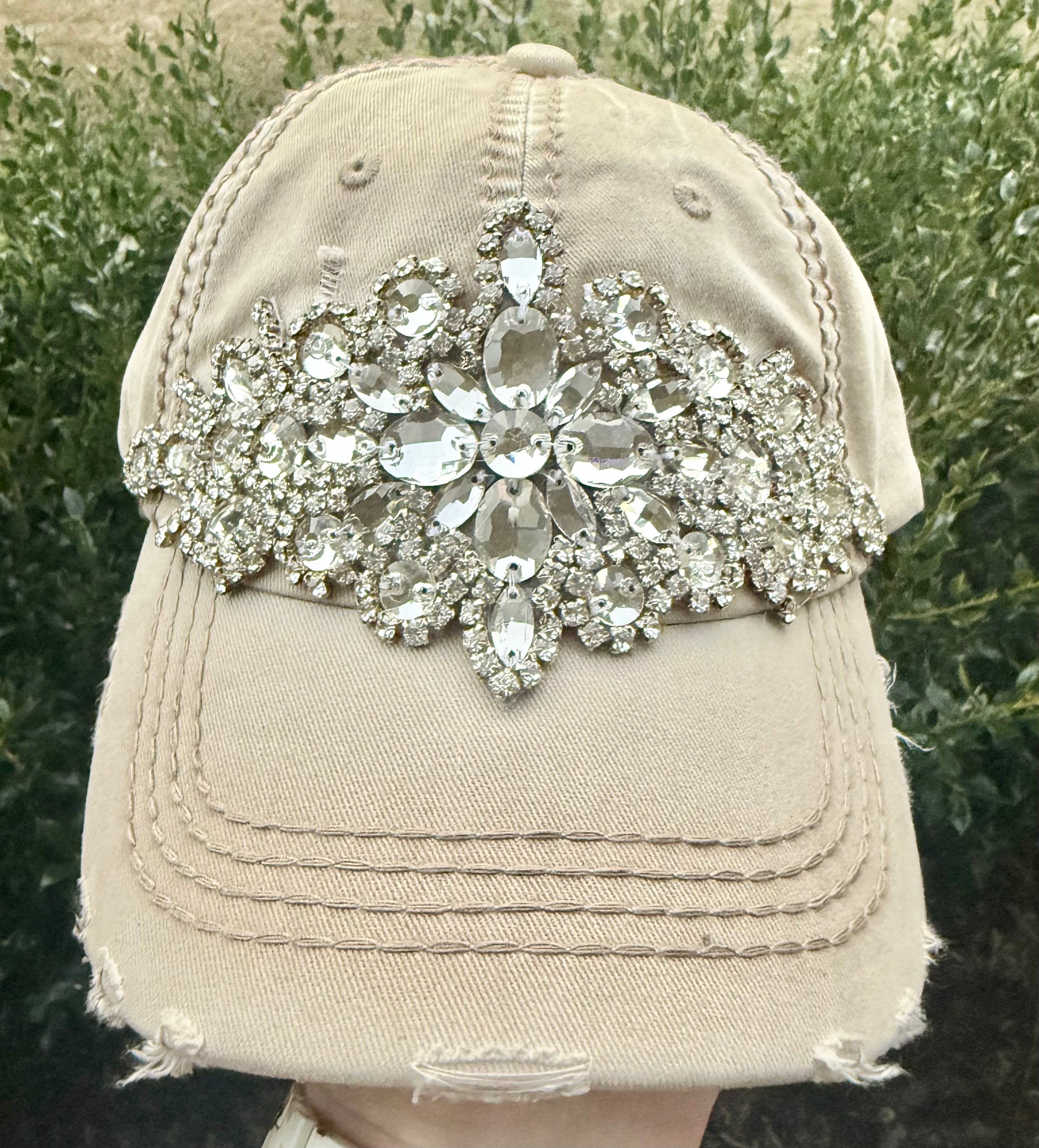 Katherine Crystal Embellished Fashion Baseball Hat - Shabby To Chic Jewelry