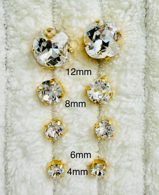 Jackie Crystal Stud Earrings - 8mm