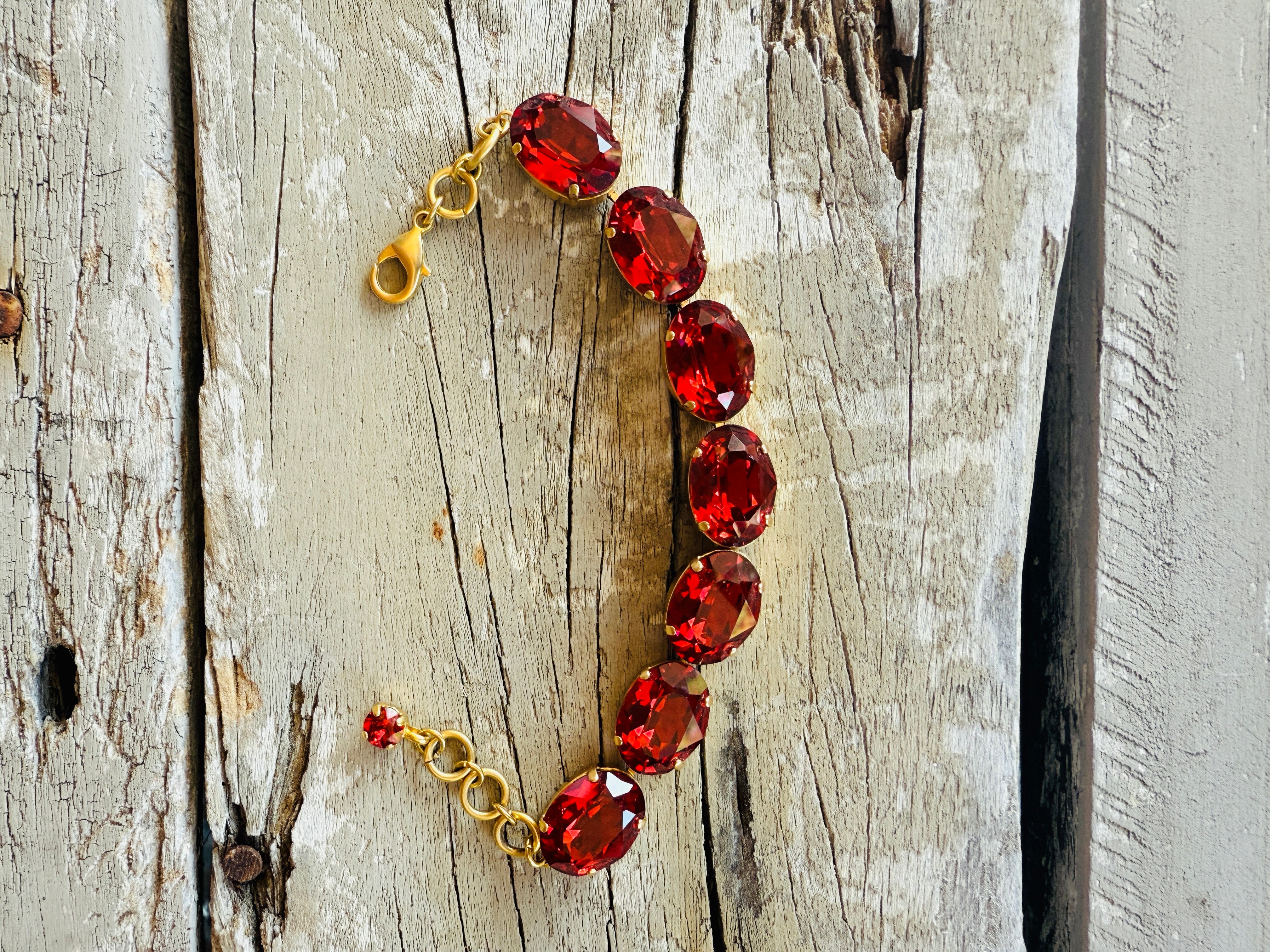 Ruby Oval Crystal Tennis Bracelet - Shabby To Chic Jewelry