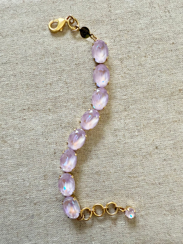Mollie Oval Cut Lilac Crystal Bracelet - Shabby To Chic Jewelry
