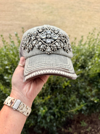 Jessie Crystal Embellished Fashion Baseball Hat - Shabby To Chic Jewelry