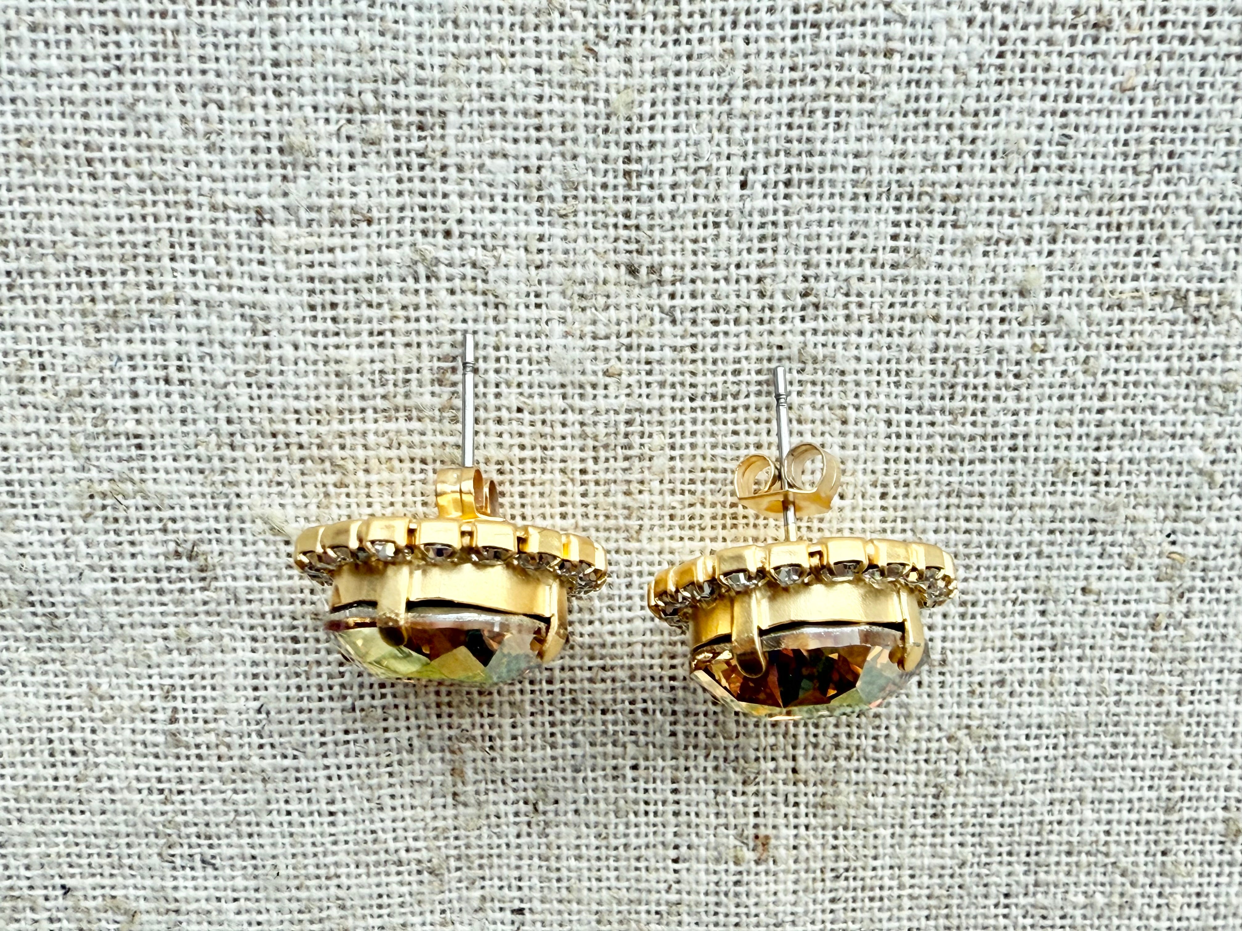 Amelia Square Cut Crystal Halo Framed Earrings - Shabby To Chic Jewelry