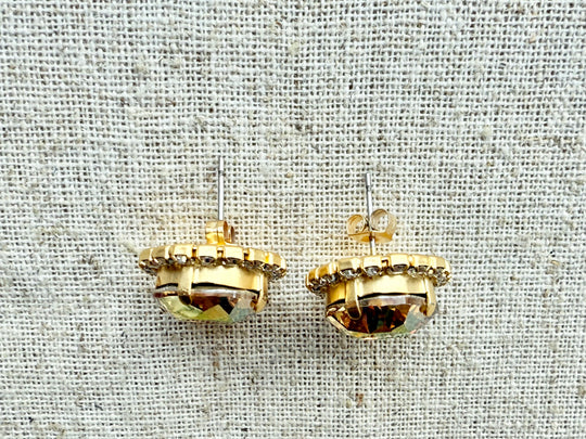 Amelia Square Cut Crystal Halo Framed Earrings - Shabby To Chic Jewelry