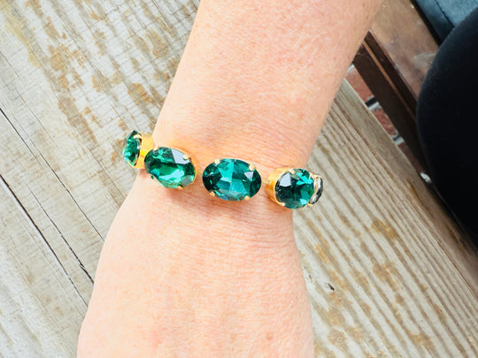Kelly Oval Cut Emerald Crystal Tennis Bracelet