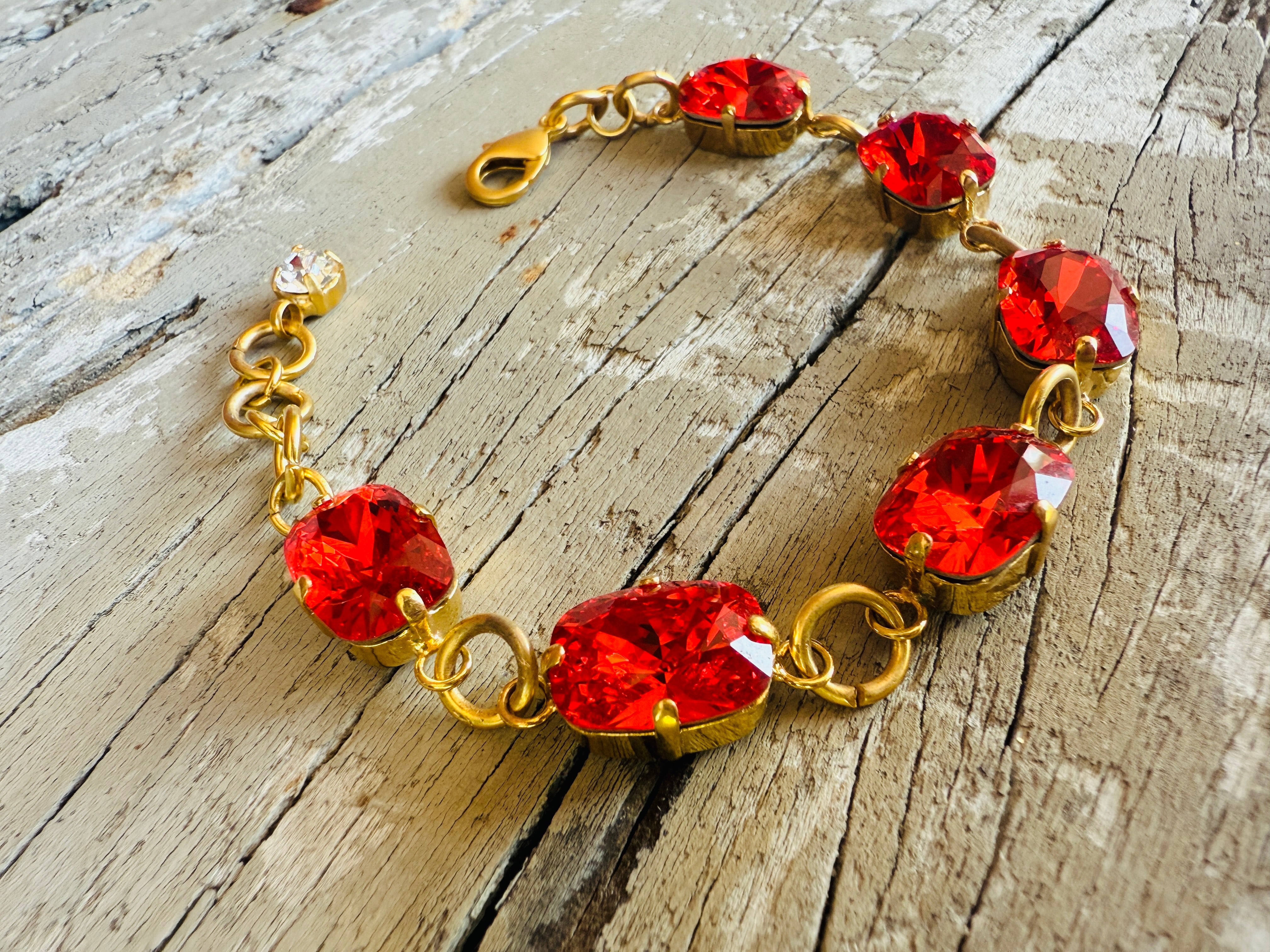 Anna Red Crystal Tennis Bracelet - Shabby To Chic Jewelry