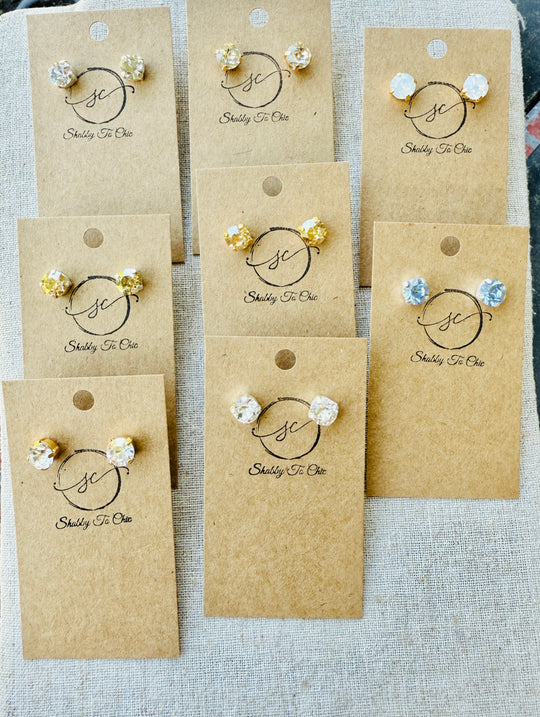 Jackie Crystal Stud Earrings - 8mm