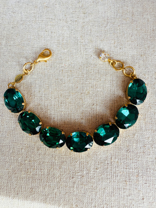 Kelly Oval Cut Emerald Crystal Tennis Bracelet