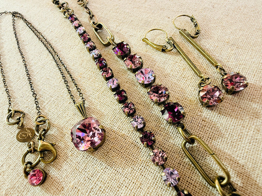 Plum • Crystal Dangle Earrings