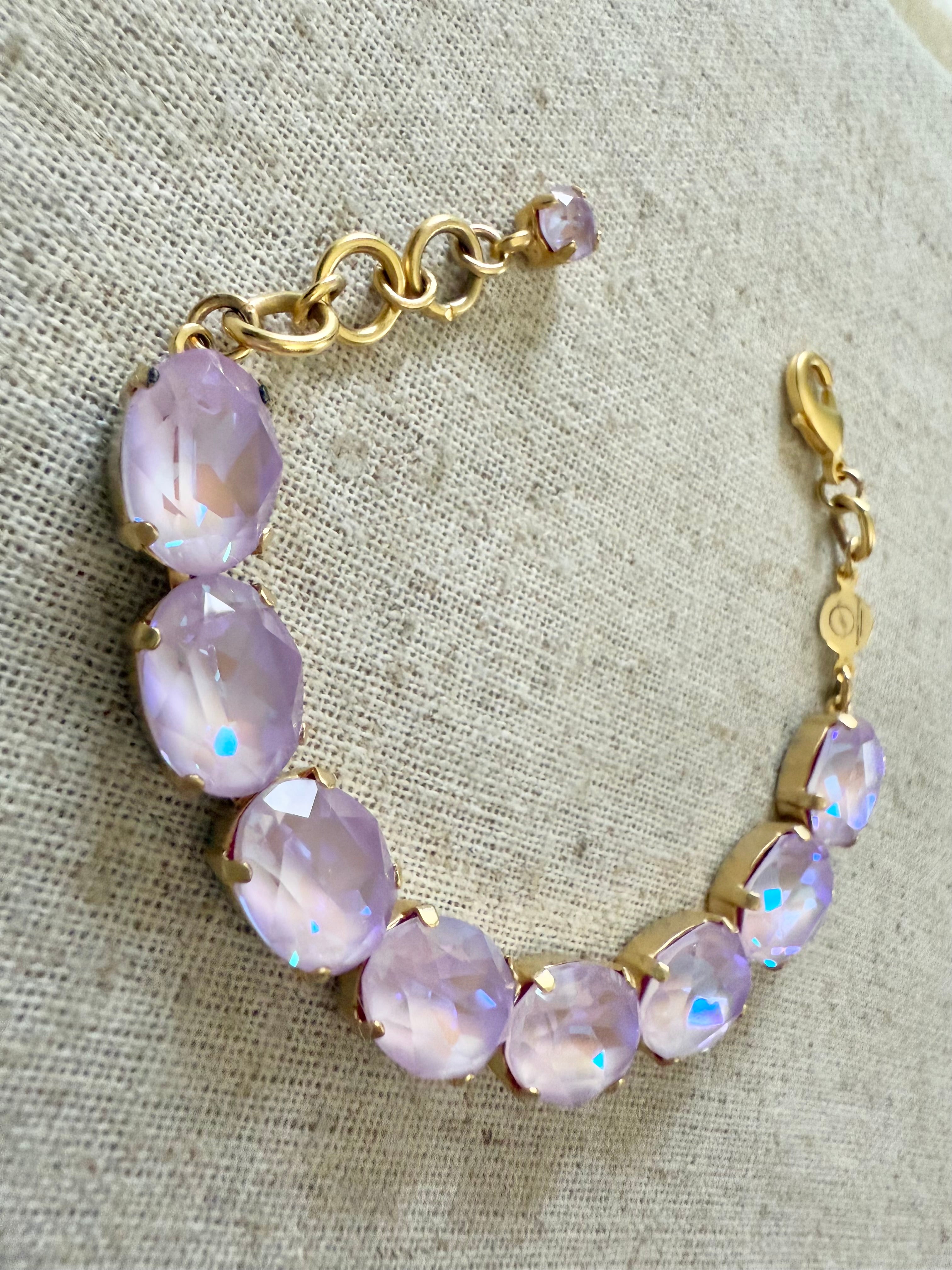 Mollie Oval Cut Lilac Crystal Bracelet - Shabby To Chic Jewelry