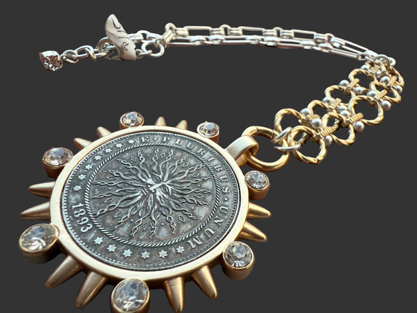 Leslie Sun Pendant Coin Necklace - Shabby To Chic Jewelry