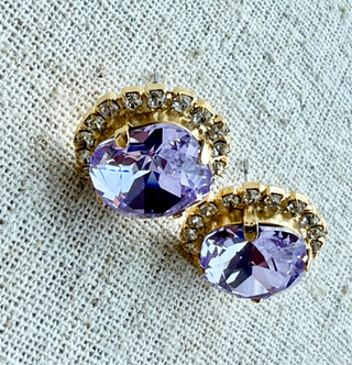 Lila Square Cut Crystal Halo Framed Stud Earrings - Shabby To Chic Jewelry