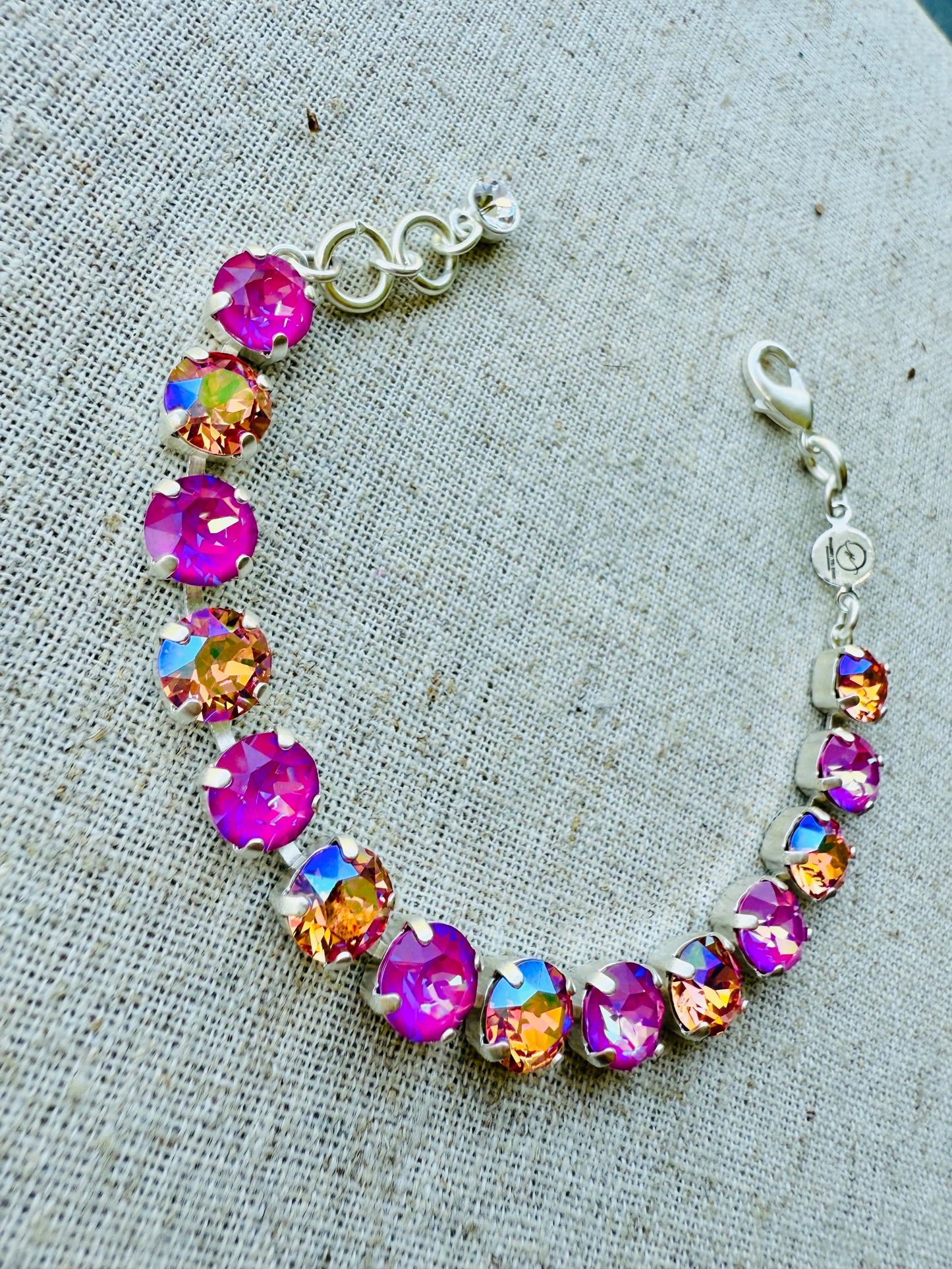 Pink Raspberry Crystal Tennis Bracelet