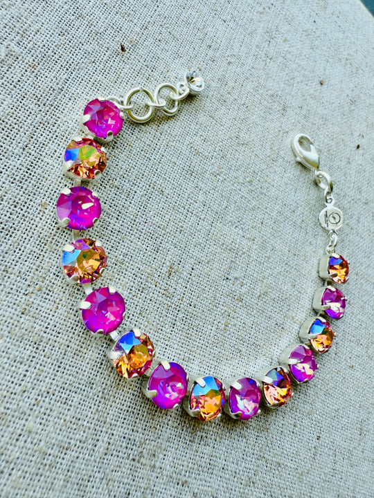 Pink Raspberry Crystal Tennis Bracelet