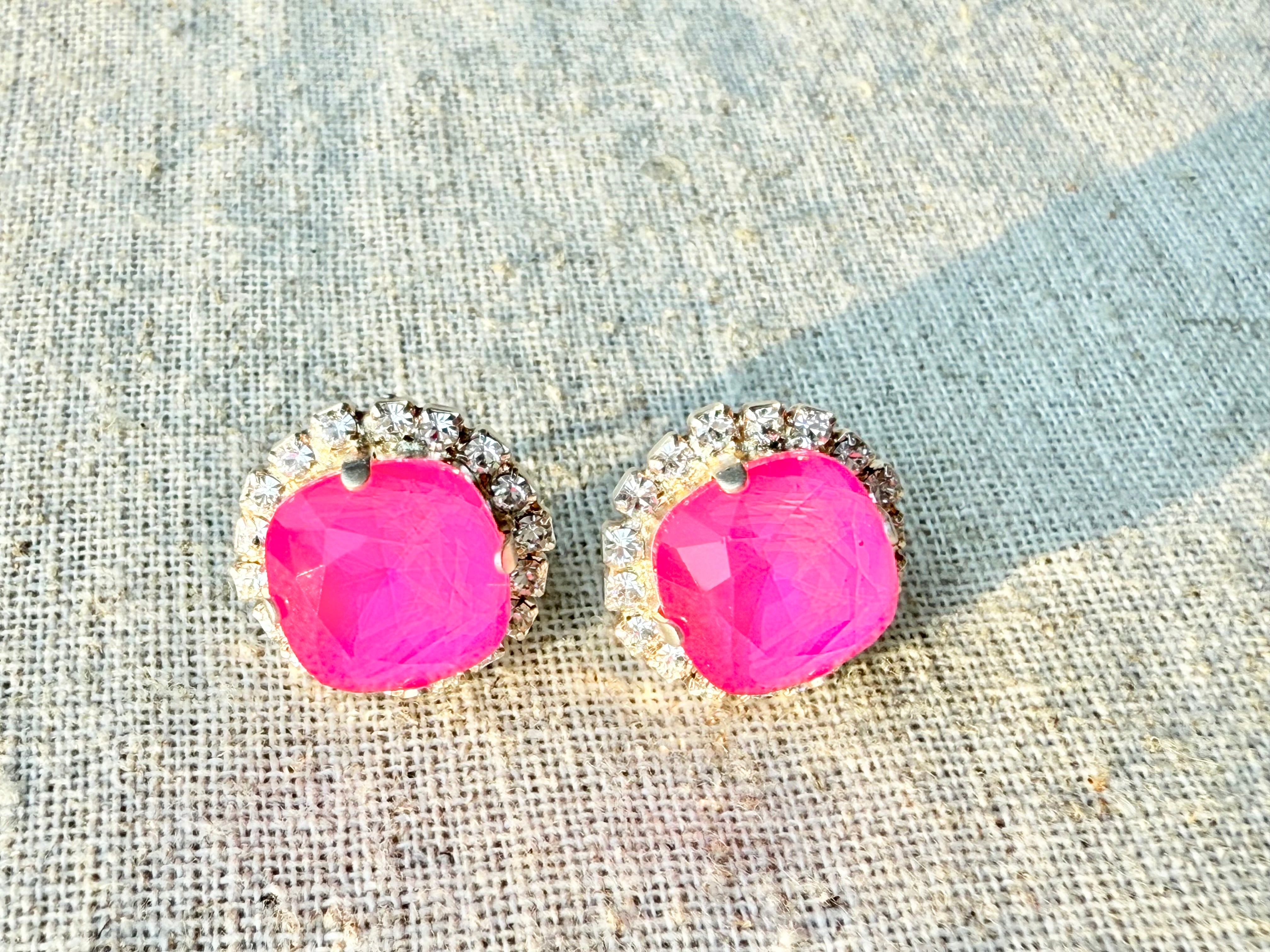 Belle Square Cut Crystal Halo Framed Earrings - Shabby To Chic Jewelry