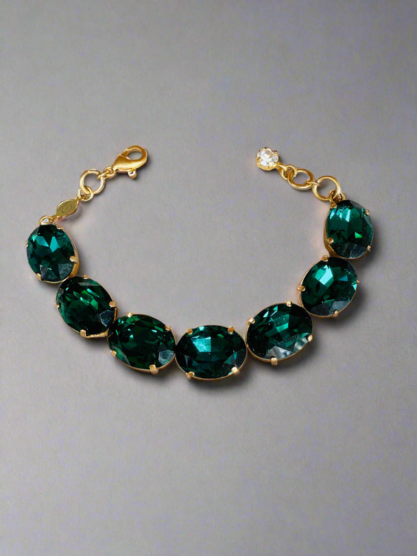 Kelly Oval Cut Emerald Crystal Tennis Bracelet