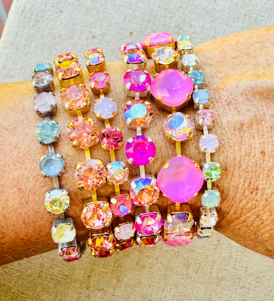 Pink Raspberry Crystal Tennis Bracelet