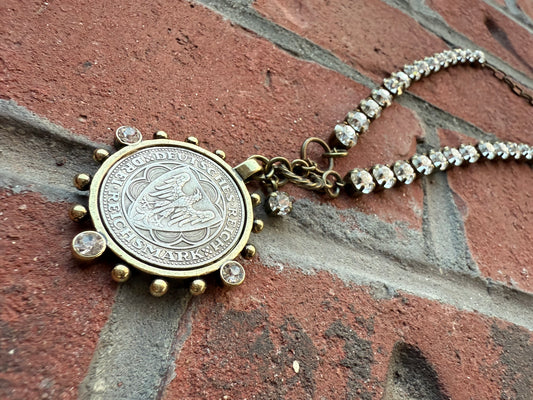 Emma Premium Crystal Coin Pendant Necklace - Shabby To Chic Jewelry