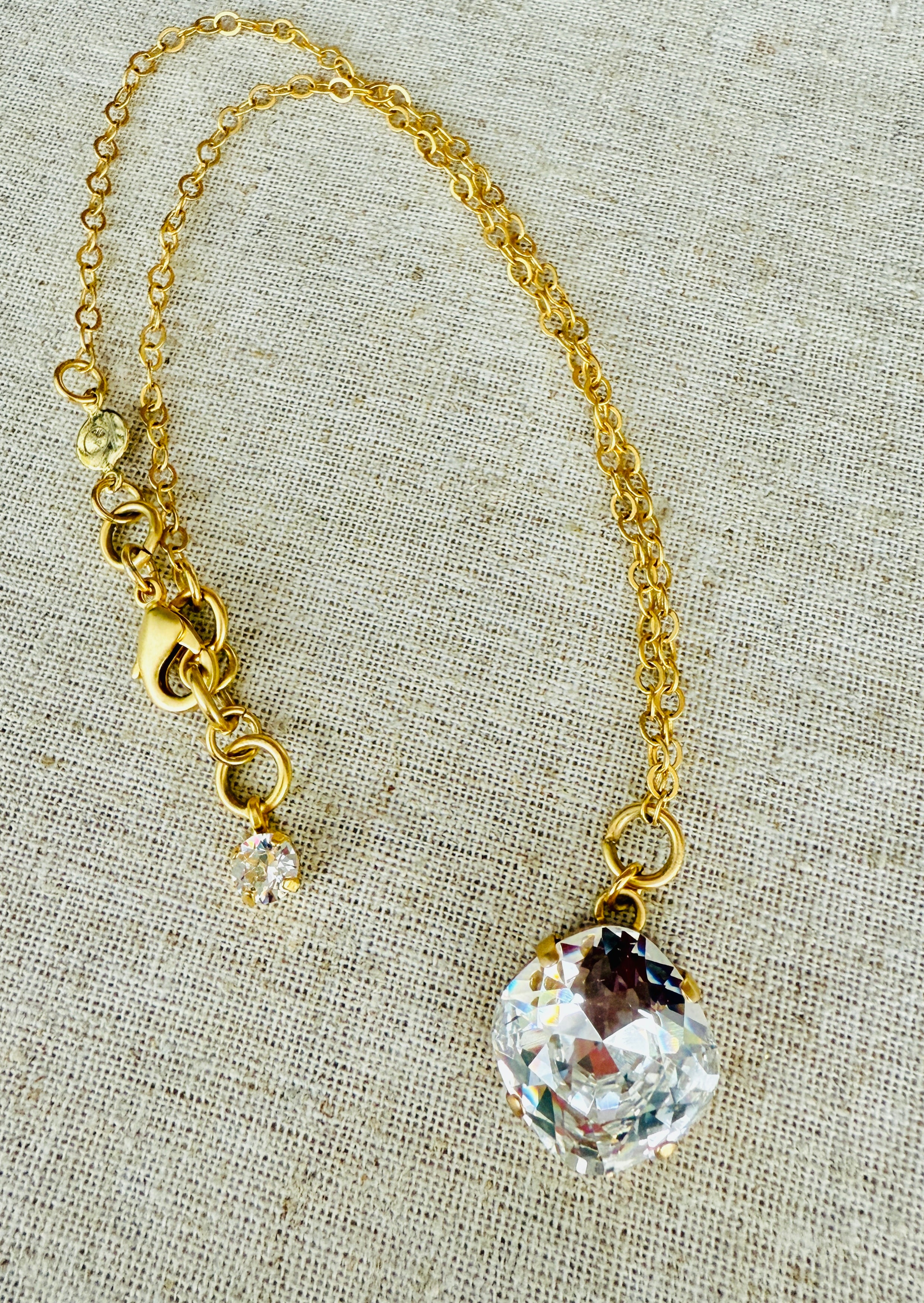 Macy Crystal Pendant Necklace Gold - Shabby To Chic Jewelry