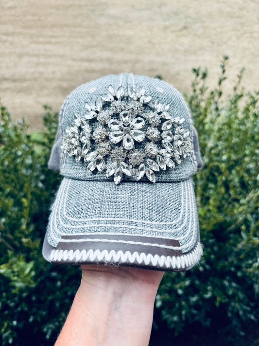 Kaci Crystal Bling Baseball Fashion Cap - Shabby To Chic Jewelry