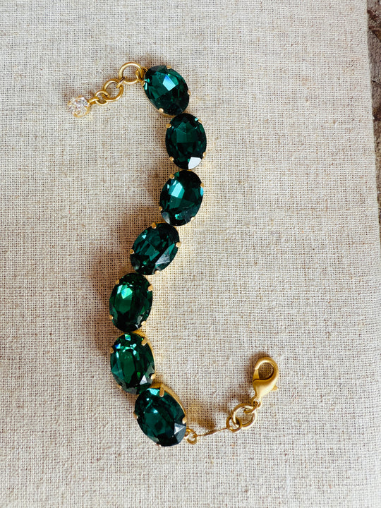 Kelly Oval Cut Emerald Crystal Tennis Bracelet