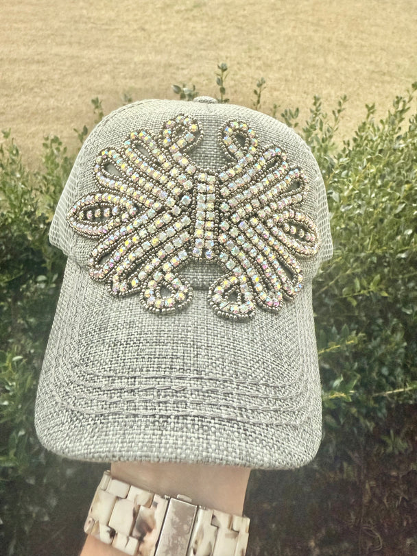 Iris Crystal Embellished Fashion Baseball Hat