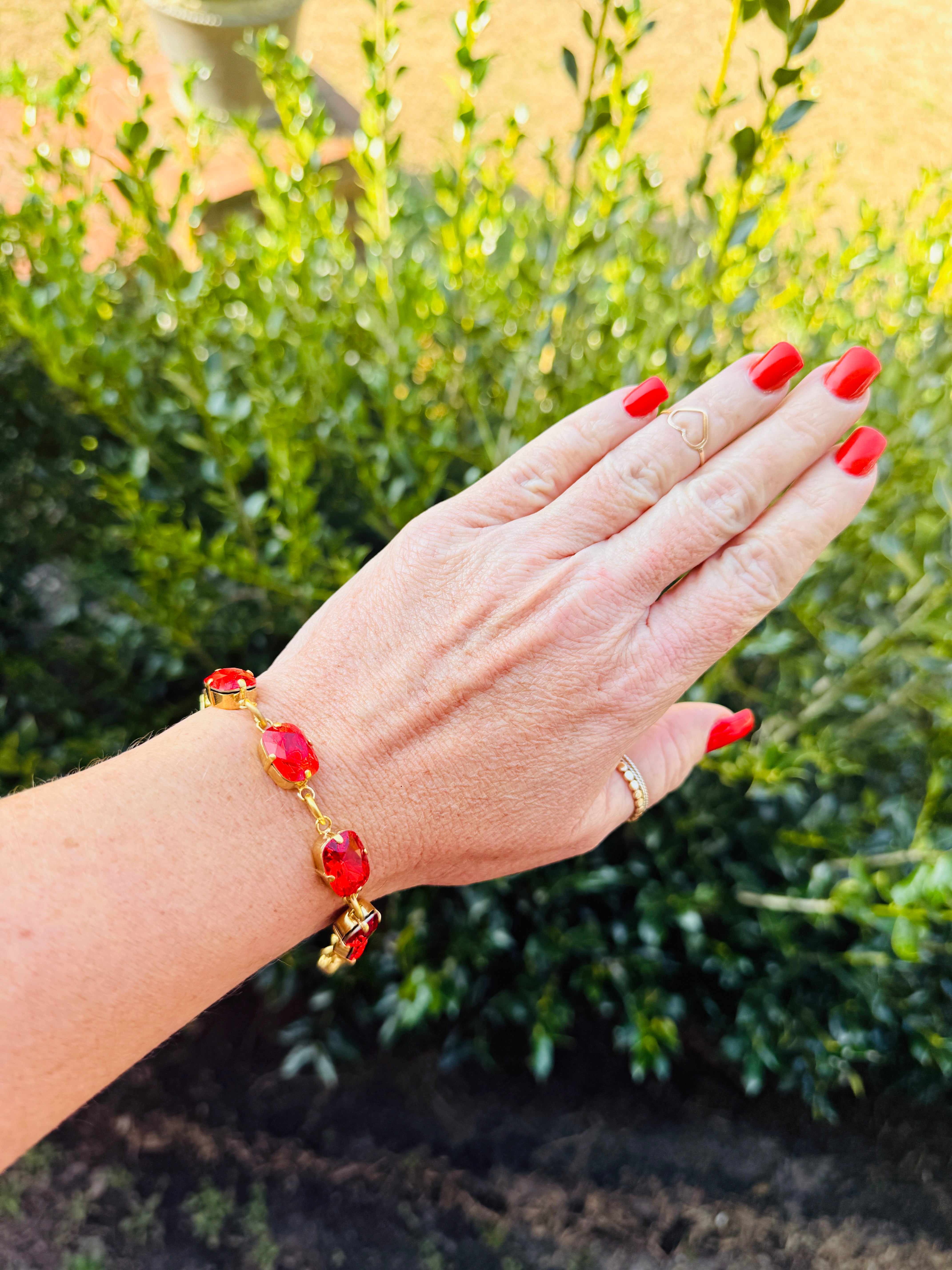 Anna Red Crystal Tennis Bracelet - Shabby To Chic Jewelry