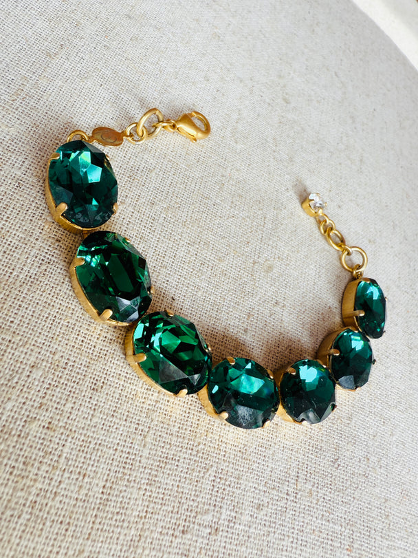 Kelly Oval Cut Emerald Crystal Tennis Bracelet