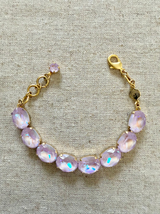 Mollie Oval Cut Lilac Crystal Bracelet - Shabby To Chic Jewelry