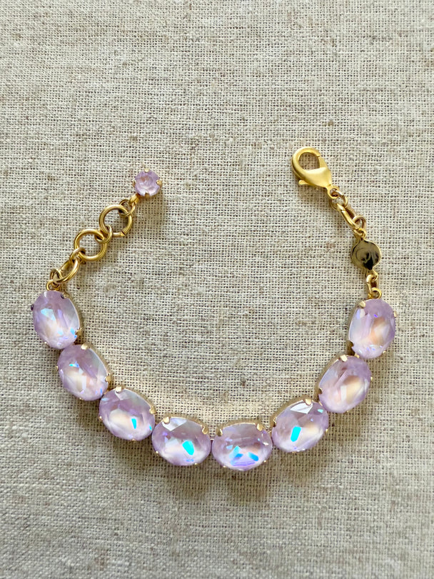 Mollie Oval Cut Lilac Crystal Bracelet - Shabby To Chic Jewelry