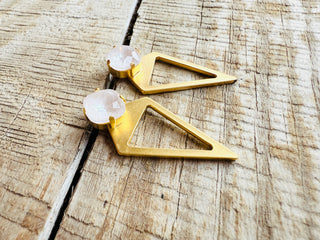 Kayla Gold Pyramid Geometric Crystal Stud Earrings - Shabby To Chic Jewelry